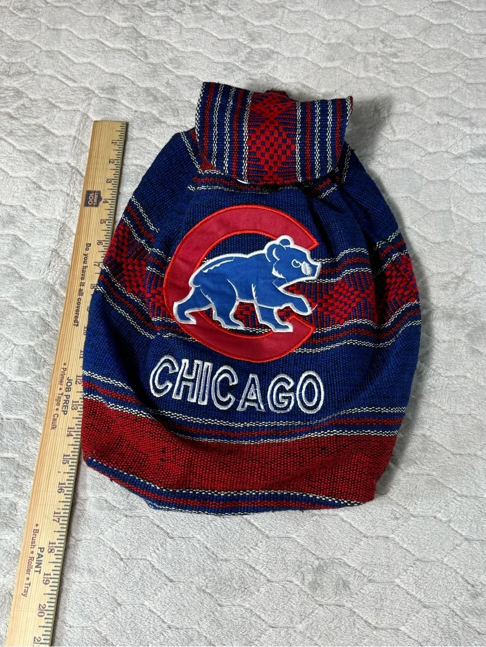 Handmade Chicago Cubs Woven Drawstring Backpack Cinch Bag NWOT
